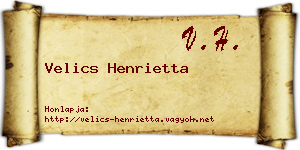 Velics Henrietta névjegykártya